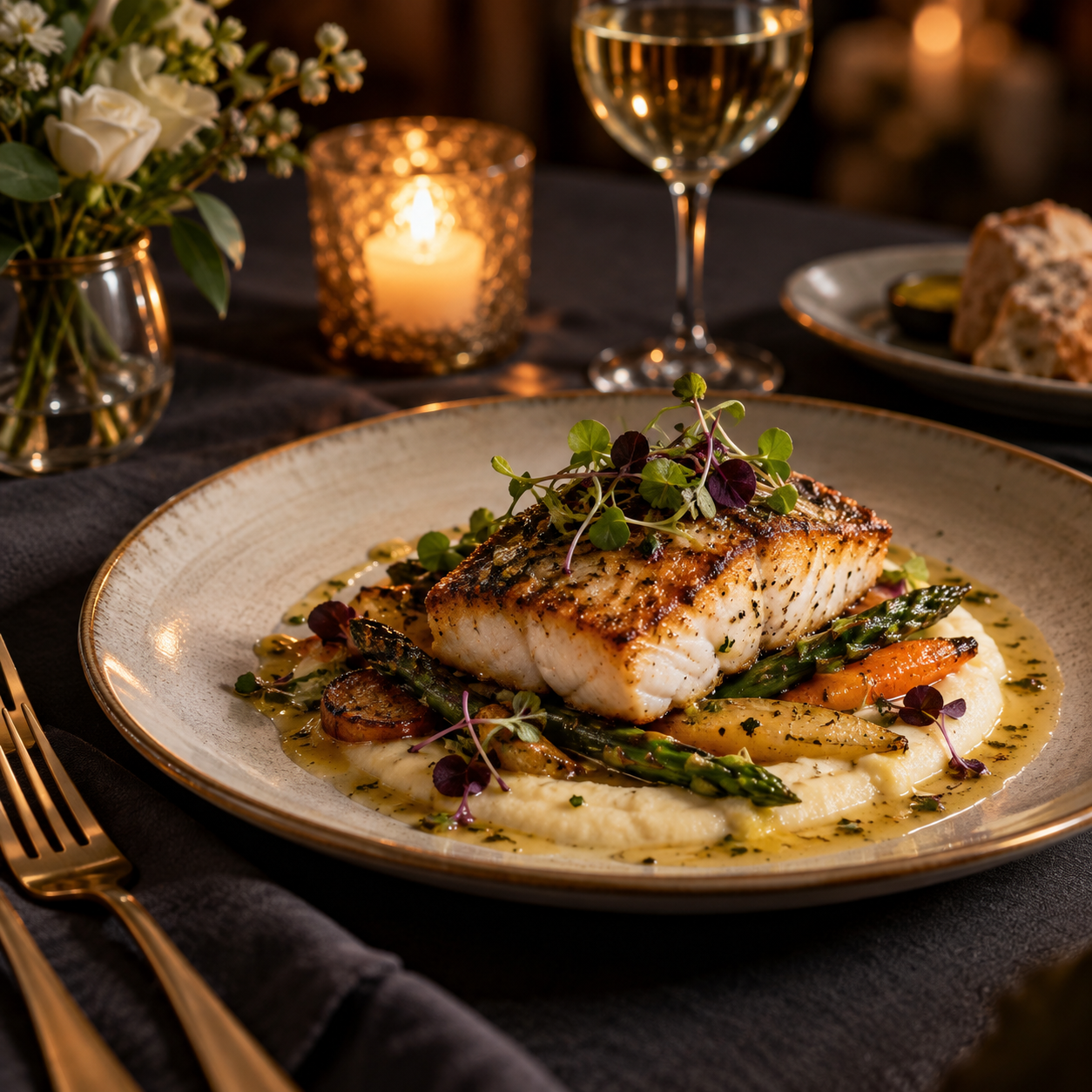 Elegantly plated private-chef entrée